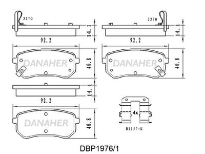 DBP19761 DANAHER Комплект тормозных колодок, дисковый тормоз
