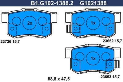 B1G10213882 GALFER Комплект тормозных колодок, дисковый тормоз