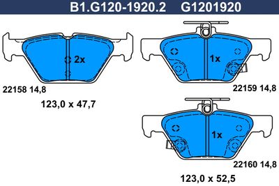 B1G12019202 GALFER Комплект тормозных колодок, дисковый тормоз