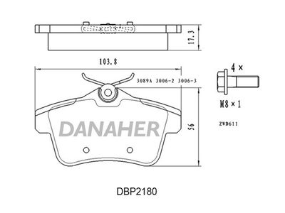 DBP2180 DANAHER Комплект тормозных колодок, дисковый тормоз