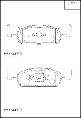 KD7449 ASIMCO Комплект тормозных колодок, дисковый тормоз