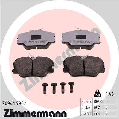 209419901 ZIMMERMANN Комплект тормозных колодок, дисковый тормоз