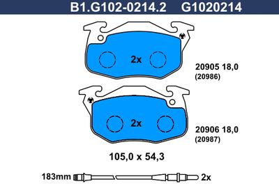 B1G10202142 GALFER Комплект тормозных колодок, дисковый тормоз