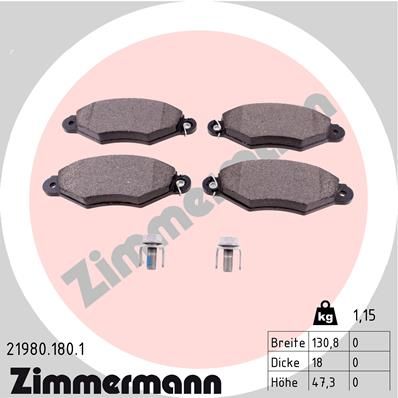 219801801 ZIMMERMANN Комплект тормозных колодок, дисковый тормоз