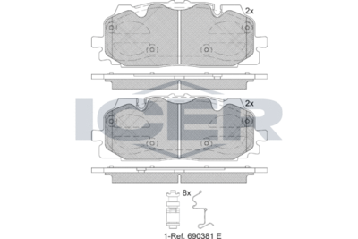 182254 ICER Комплект тормозных колодок, дисковый тормоз