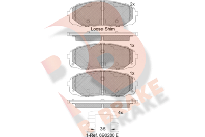 RB2253 R BRAKE Комплект тормозных колодок, дисковый тормоз