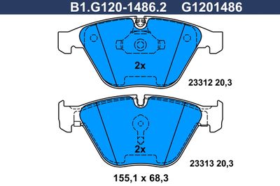 B1G12014862 GALFER Комплект тормозных колодок, дисковый тормоз