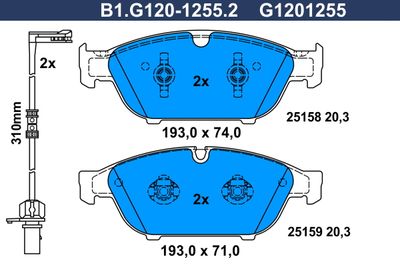 B1G12012552 GALFER Комплект тормозных колодок, дисковый тормоз