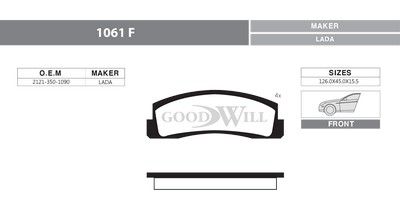 1061F GOODWILL Комплект тормозных колодок, дисковый тормоз