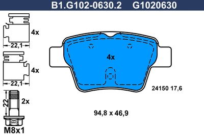 B1G10206302 GALFER Комплект тормозных колодок, дисковый тормоз