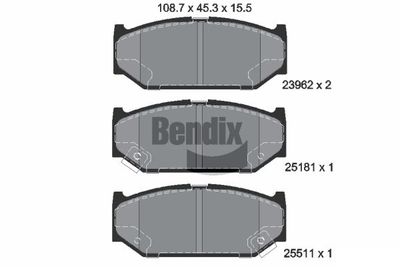 BPD2070 BENDIX Braking Комплект тормозных колодок, дисковый тормоз