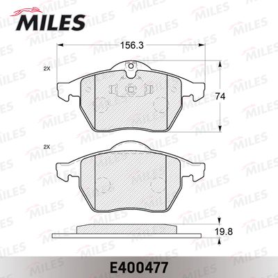 E400477 MILES Комплект тормозных колодок, дисковый тормоз