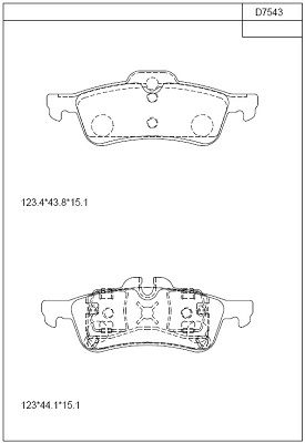 KD7543 ASIMCO Комплект тормозных колодок, дисковый тормоз