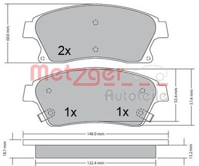 1170393 METZGER Комплект тормозных колодок, дисковый тормоз