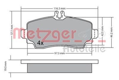 1170353 METZGER Комплект тормозных колодок, дисковый тормоз