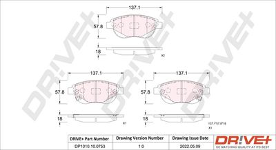 DP1010100753 Dr!ve+ Комплект тормозных колодок, дисковый тормоз