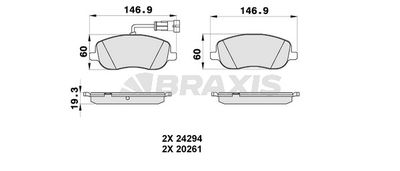 AB0342 BRAXIS Комплект тормозных колодок, дисковый тормоз