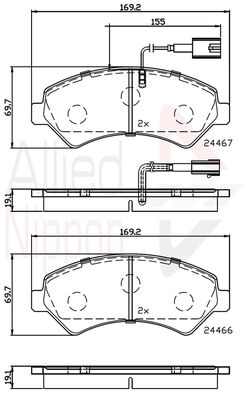 ADB12225 COMLINE Комплект тормозных колодок, дисковый тормоз