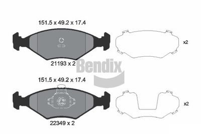 BPD1764 BENDIX Braking Комплект тормозных колодок, дисковый тормоз