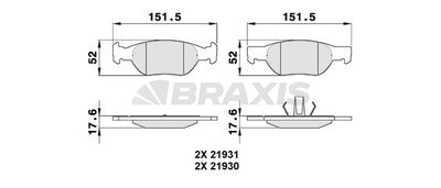 AA0089 BRAXIS Комплект тормозных колодок, дисковый тормоз