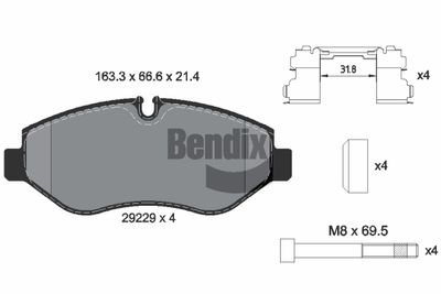 BPD1061 BENDIX Braking Комплект тормозных колодок, дисковый тормоз