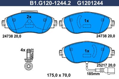 B1G12012442 GALFER Комплект тормозных колодок, дисковый тормоз