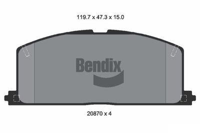 BPD1728 BENDIX Braking Комплект тормозных колодок, дисковый тормоз