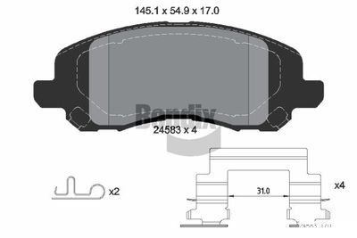 BPD2174 BENDIX Braking Комплект тормозных колодок, дисковый тормоз