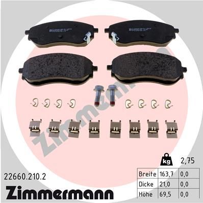226602102 ZIMMERMANN Комплект тормозных колодок, дисковый тормоз