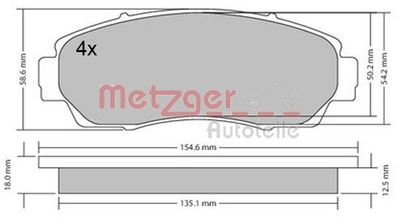 1170482 METZGER Комплект тормозных колодок, дисковый тормоз