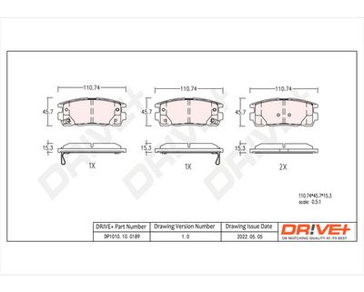 DP1010100189 Dr!ve+ Комплект тормозных колодок, дисковый тормоз