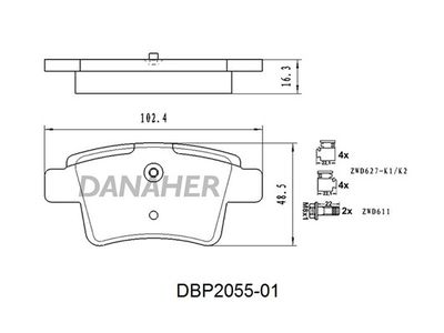 DBP205501 DANAHER Комплект тормозных колодок, дисковый тормоз