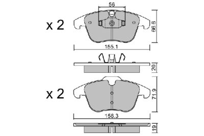 BPFO1003 AISIN Комплект тормозных колодок, дисковый тормоз