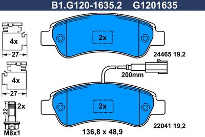 B1G12016352 GALFER Комплект тормозных колодок, дисковый тормоз