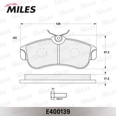 E400139 MILES Комплект тормозных колодок, дисковый тормоз