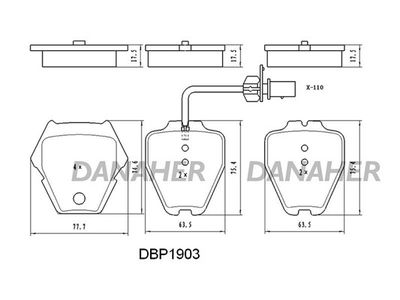 DBP1903 DANAHER Комплект тормозных колодок, дисковый тормоз