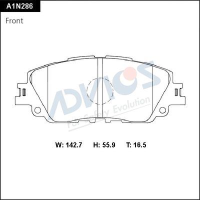 A1N286 ADVICS Комплект тормозных колодок, дисковый тормоз
