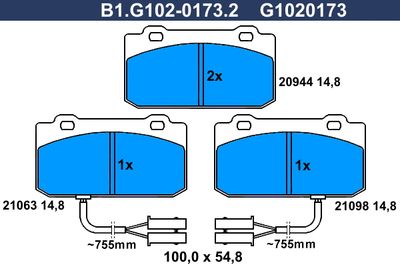 B1G10201732 GALFER Комплект тормозных колодок, дисковый тормоз