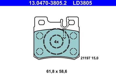 13047038052 ATE Комплект тормозных колодок, дисковый тормоз