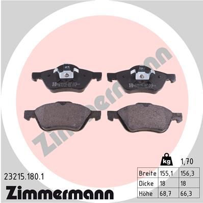 232151801 ZIMMERMANN Комплект тормозных колодок, дисковый тормоз