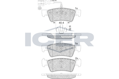 141816203 ICER Комплект тормозных колодок, дисковый тормоз