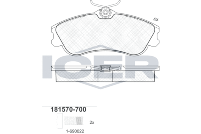 181570700 ICER Комплект тормозных колодок, дисковый тормоз