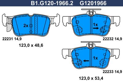 B1G12019662 GALFER Комплект тормозных колодок, дисковый тормоз