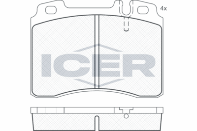 180861 ICER Комплект тормозных колодок, дисковый тормоз