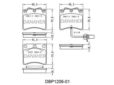 DBP120601 DANAHER Комплект тормозных колодок, дисковый тормоз