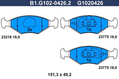 B1G10204262 GALFER Комплект тормозных колодок, дисковый тормоз