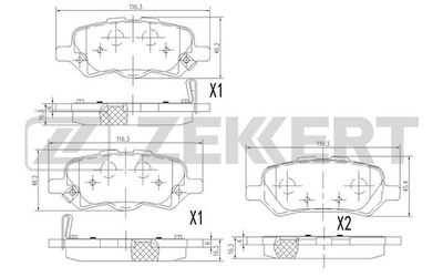 BS2096 ZEKKERT Комплект тормозных колодок, дисковый тормоз