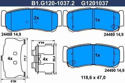 B1G12010372 GALFER Комплект тормозных колодок, дисковый тормоз