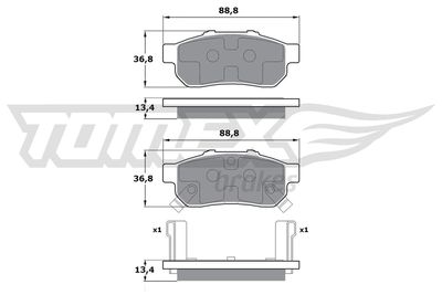 TX1722 TOMEX Brakes Комплект тормозных колодок, дисковый тормоз
