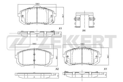 BS1265 ZEKKERT Комплект тормозных колодок, дисковый тормоз